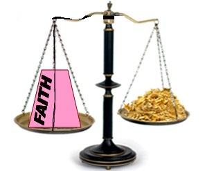 faith and gold on scales