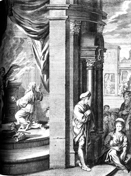 An angel visits Zechariah and Mary